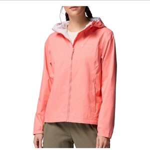 New Columbia Womens Scattered Showers Water Resistant Hooded Jacket Coral XS $50